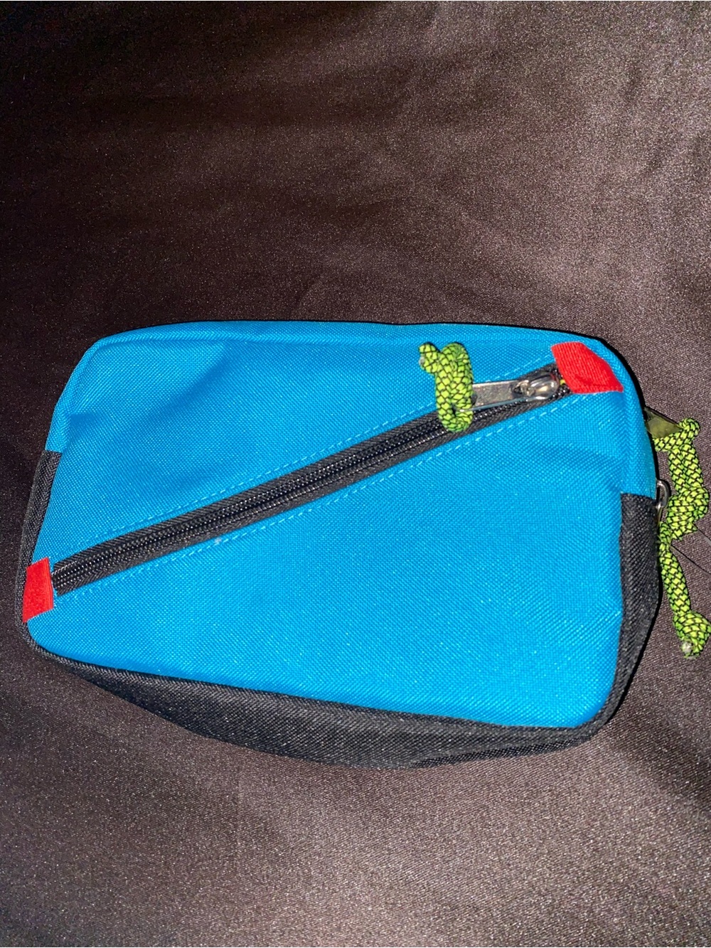 Blue pen + gear multi-comportment pencil pouch